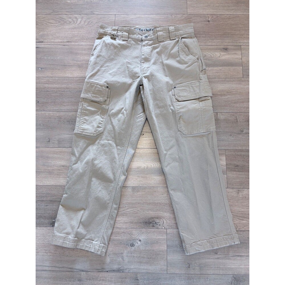 Duluth Trading Co Flex Fire Hose Cargo Pants Mens 35x30 Tan Work Trousers